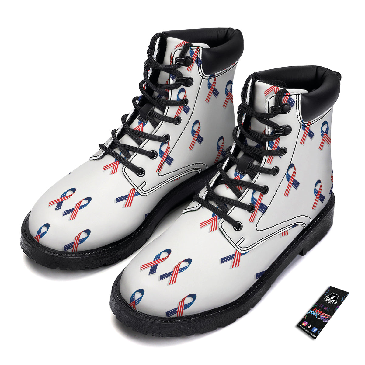 Ribbon American Flag Print Pattern Boots-grizzshop