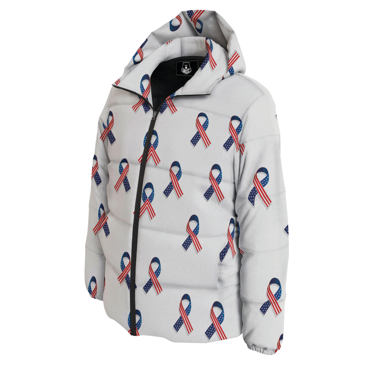 Ribbon American Flag Print Pattern Down Jacket-grizzshop