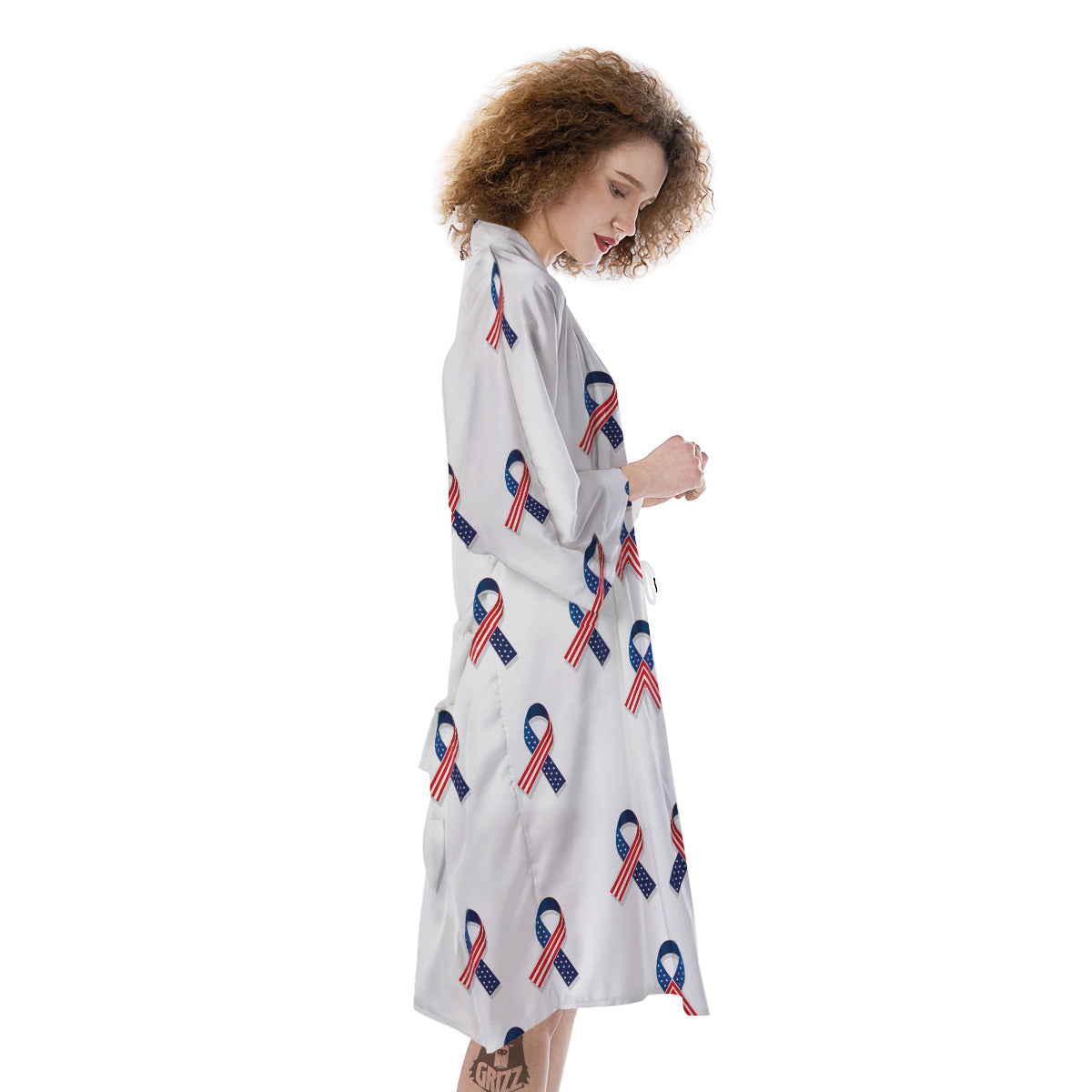 Ribbon American Flag Print Pattern Kimono-grizzshop