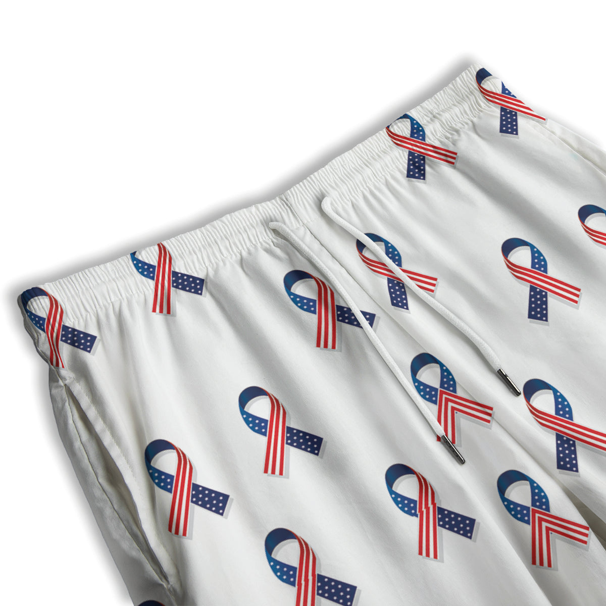 Ribbon American Flag Print Pattern Men's Athletic Shorts