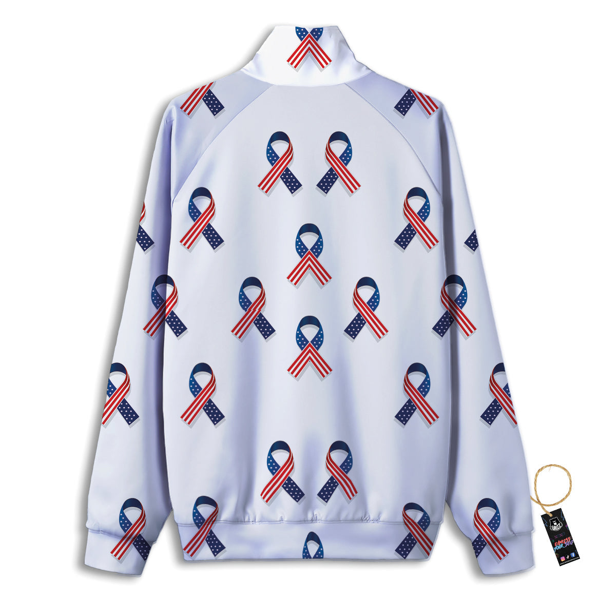 Ribbon American Flag Print Pattern Track Jacket-grizzshop