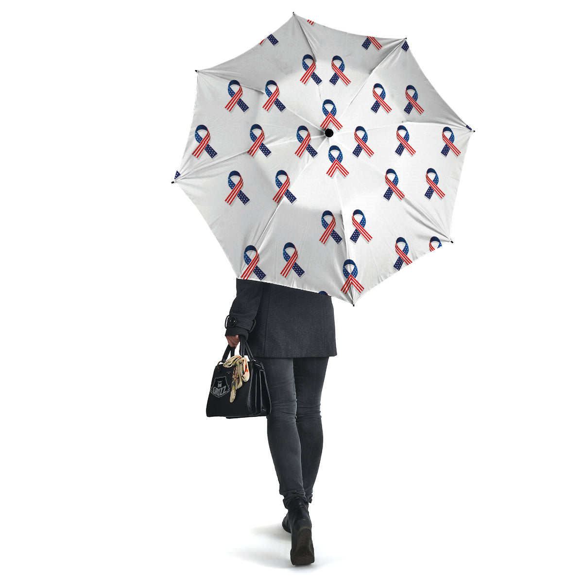 Ribbon American Flag Print Pattern Umbrella-grizzshop