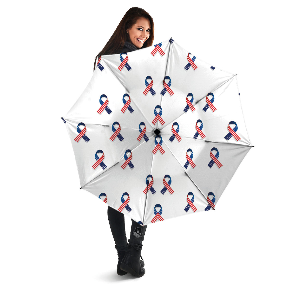 Ribbon American Flag Print Pattern Umbrella-grizzshop