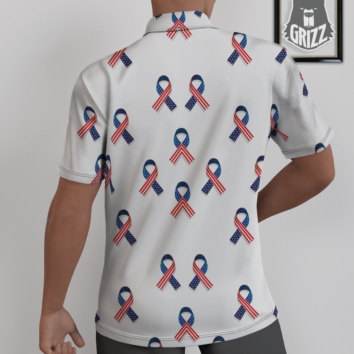 Ribbon American Flag Print Pattern Untucked Shirts-grizzshop