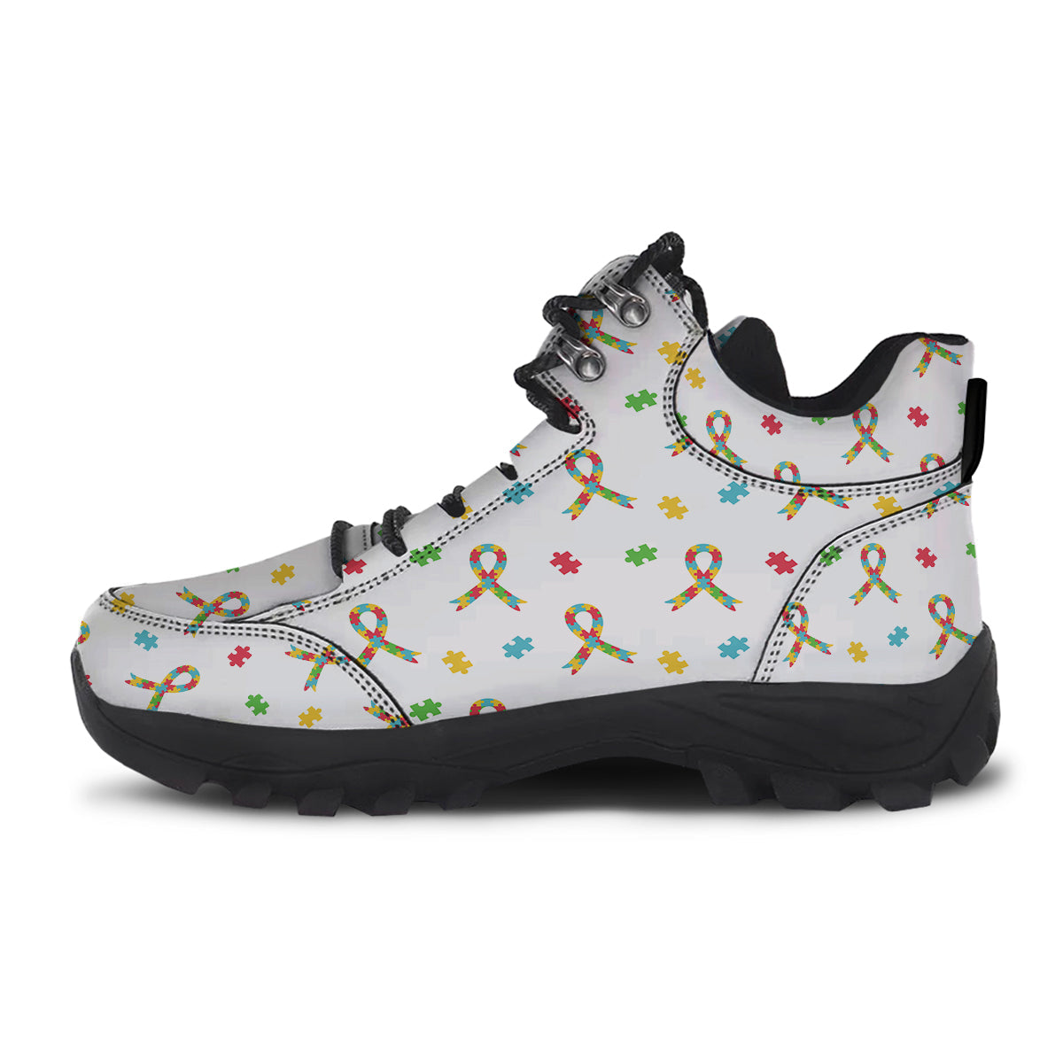 Ribbon Autism Awareness Print Pattern Hiking Shoes-grizzshop