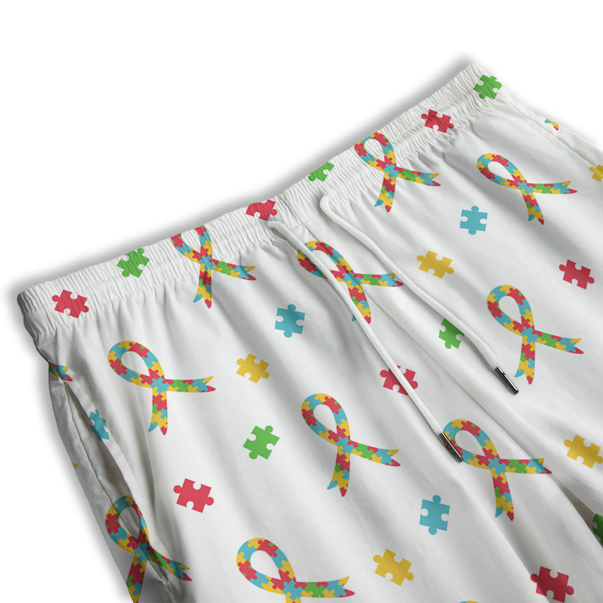 Ribbon Autism Awareness Print Pattern Men's Athletic Shorts