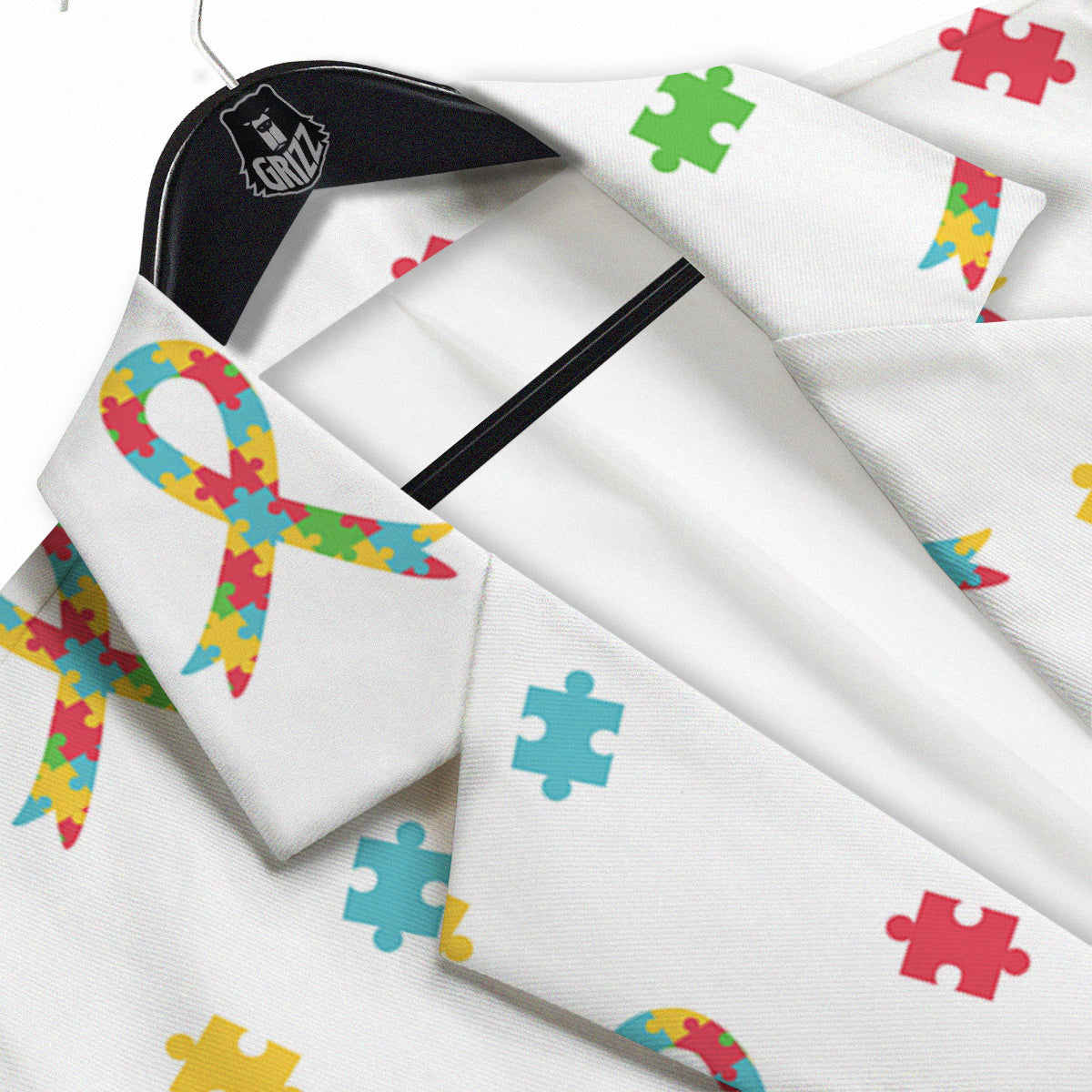 Ribbon Autism Awareness Print Pattern Men's Sport Coat-grizzshop