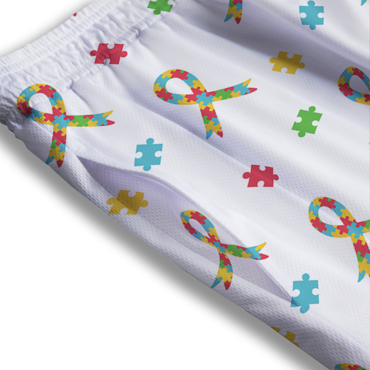 Red Green And White Argyle Print Pattern Mesh Shorts