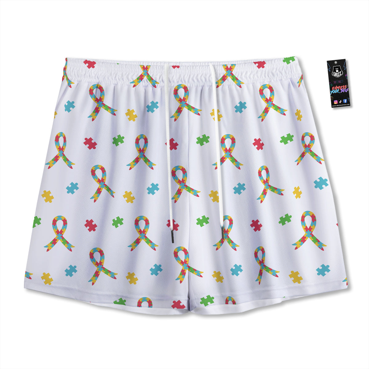 Red Green And White Argyle Print Pattern Mesh Shorts