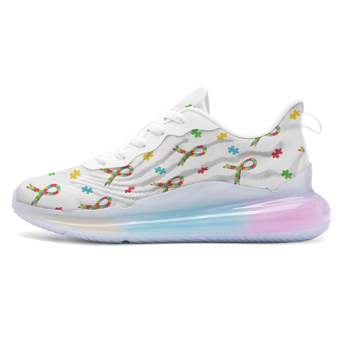 Ribbon Autism Awareness Print Pattern Running Sneakers-grizzshop