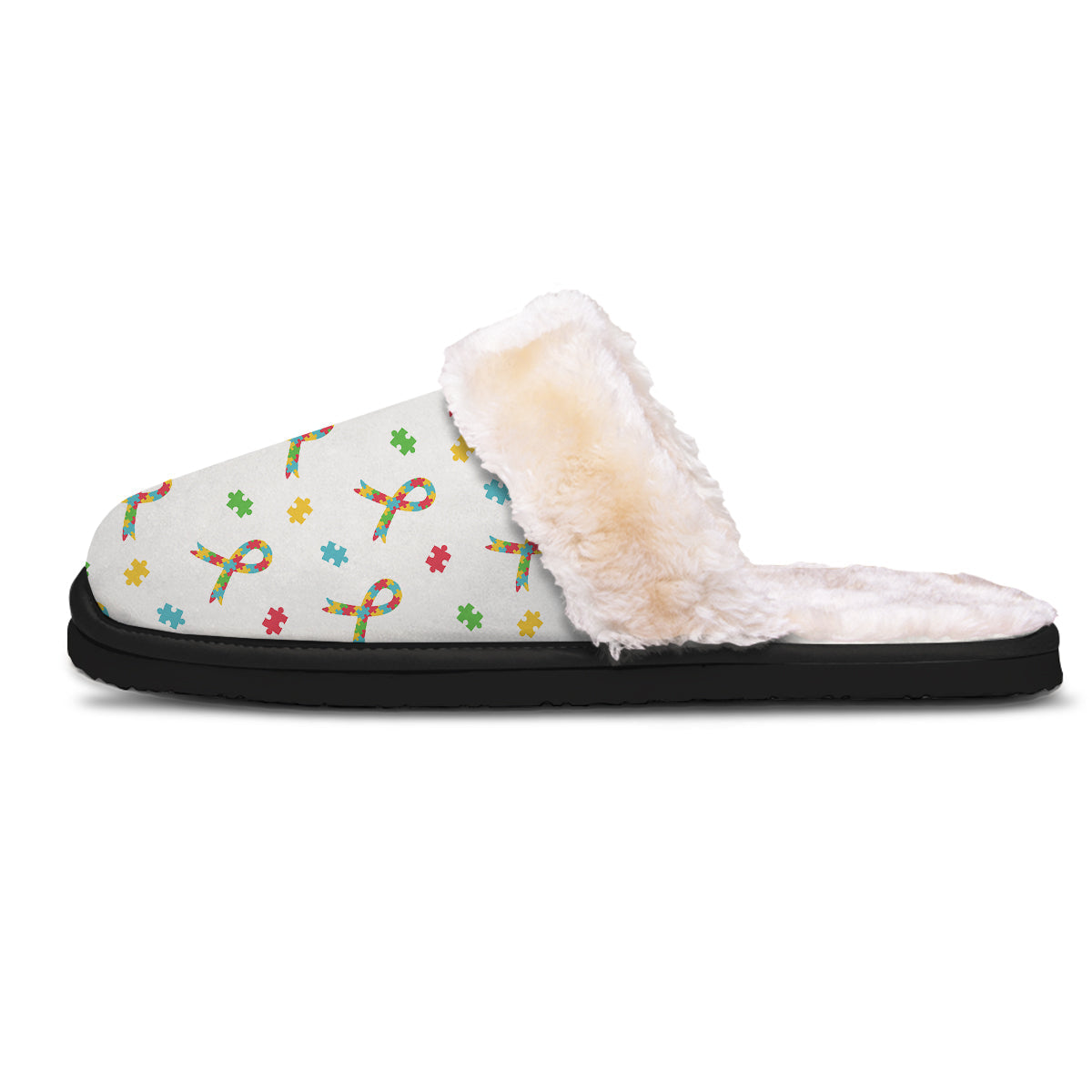 Ribbon Autism Awareness Print Pattern Slippers-grizzshop