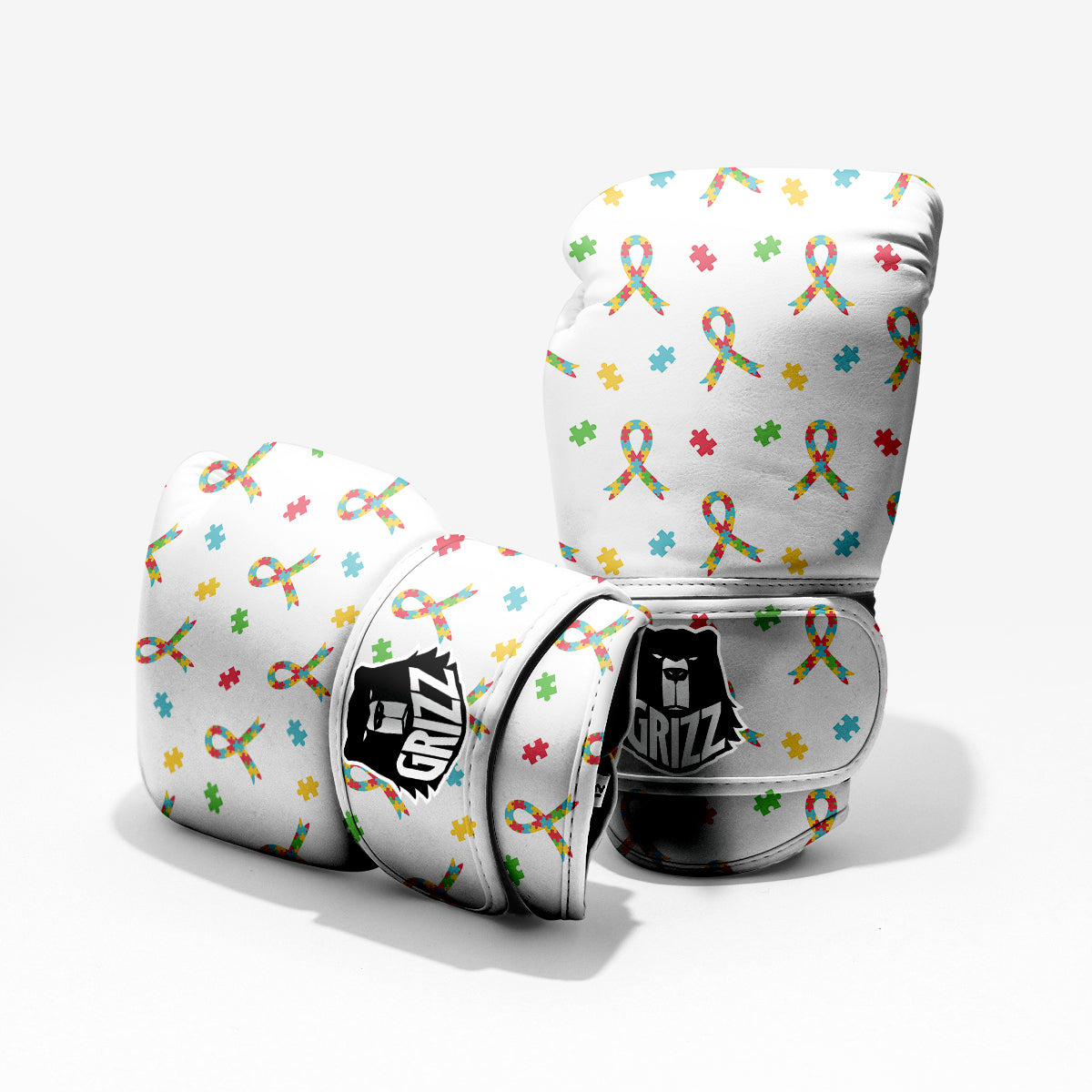 Ribbon Autism Awareness Print Pattern Pro Boxing Glove
