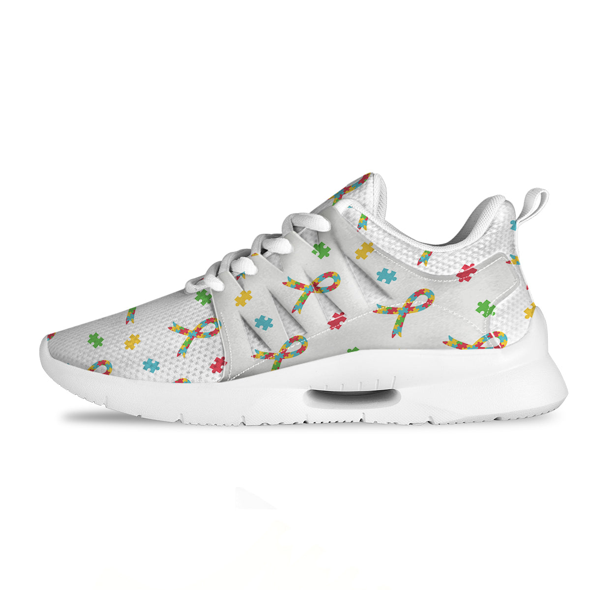 Ribbon Autism Awareness Print Pattern Tennis Shoes-grizzshop