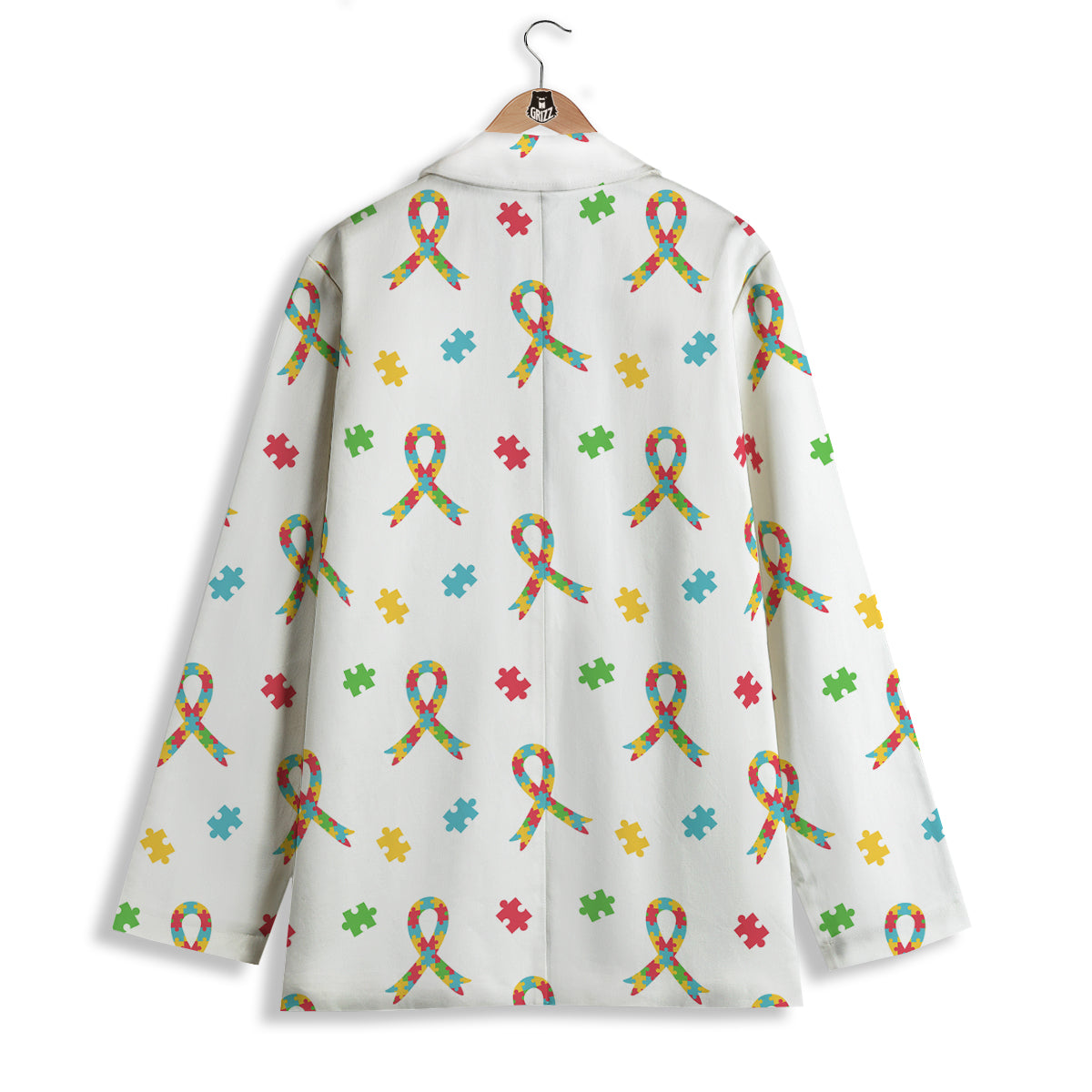 Ribbon Autism Awareness Print Pattern Women's Blazer-grizzshop