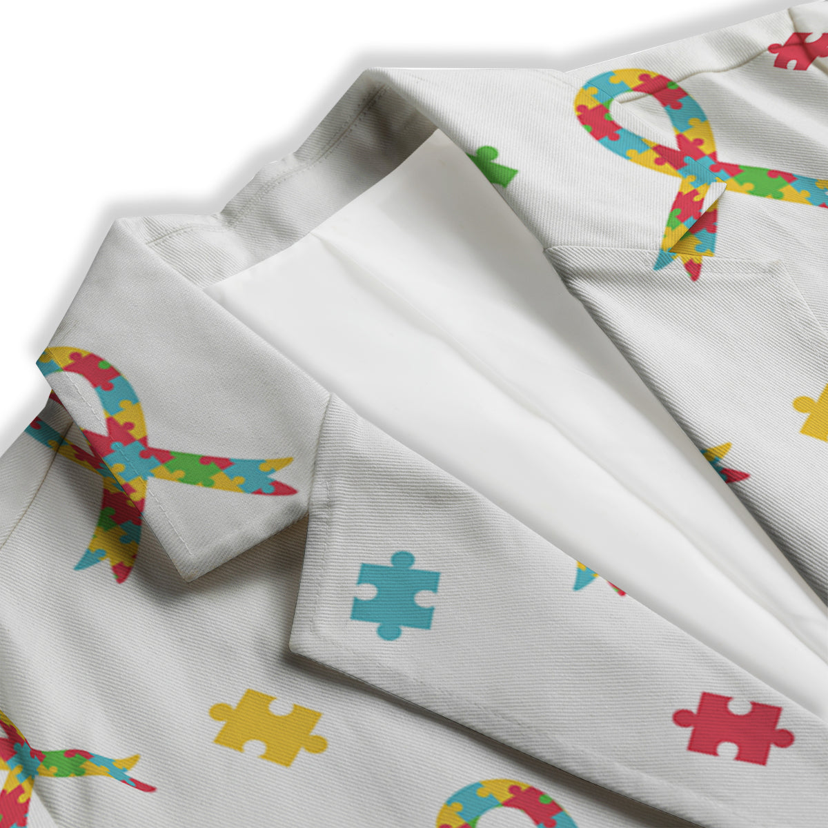 Ribbon Autism Awareness Print Pattern Women's Blazer-grizzshop