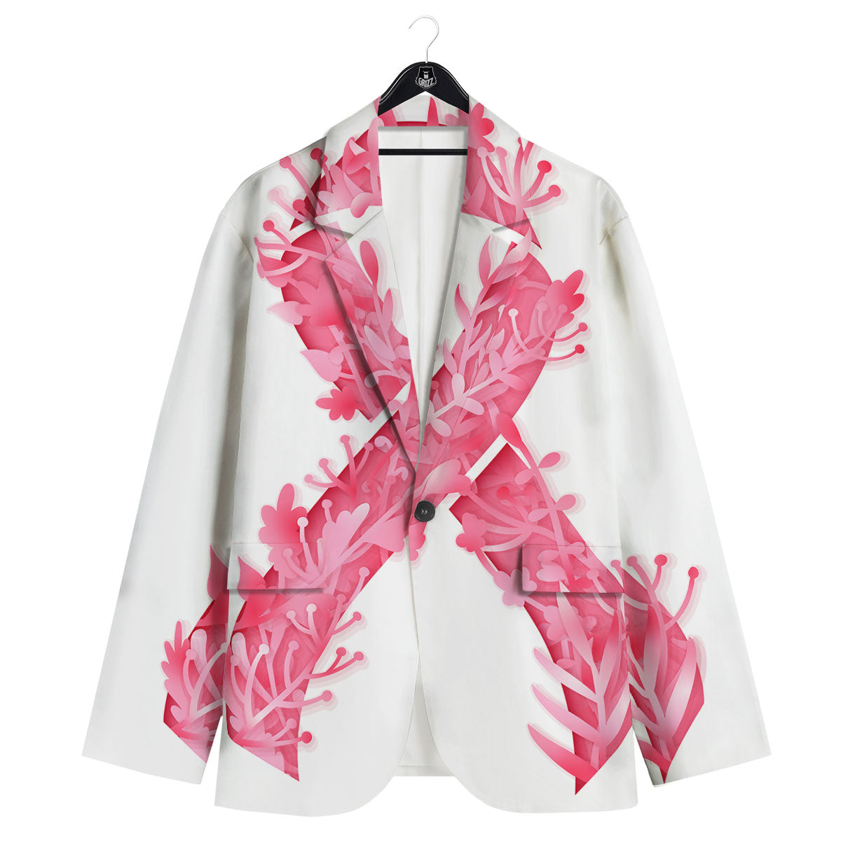 Ribbon Flower Pink Breast Cancer Print Men's Sport Coat-grizzshop