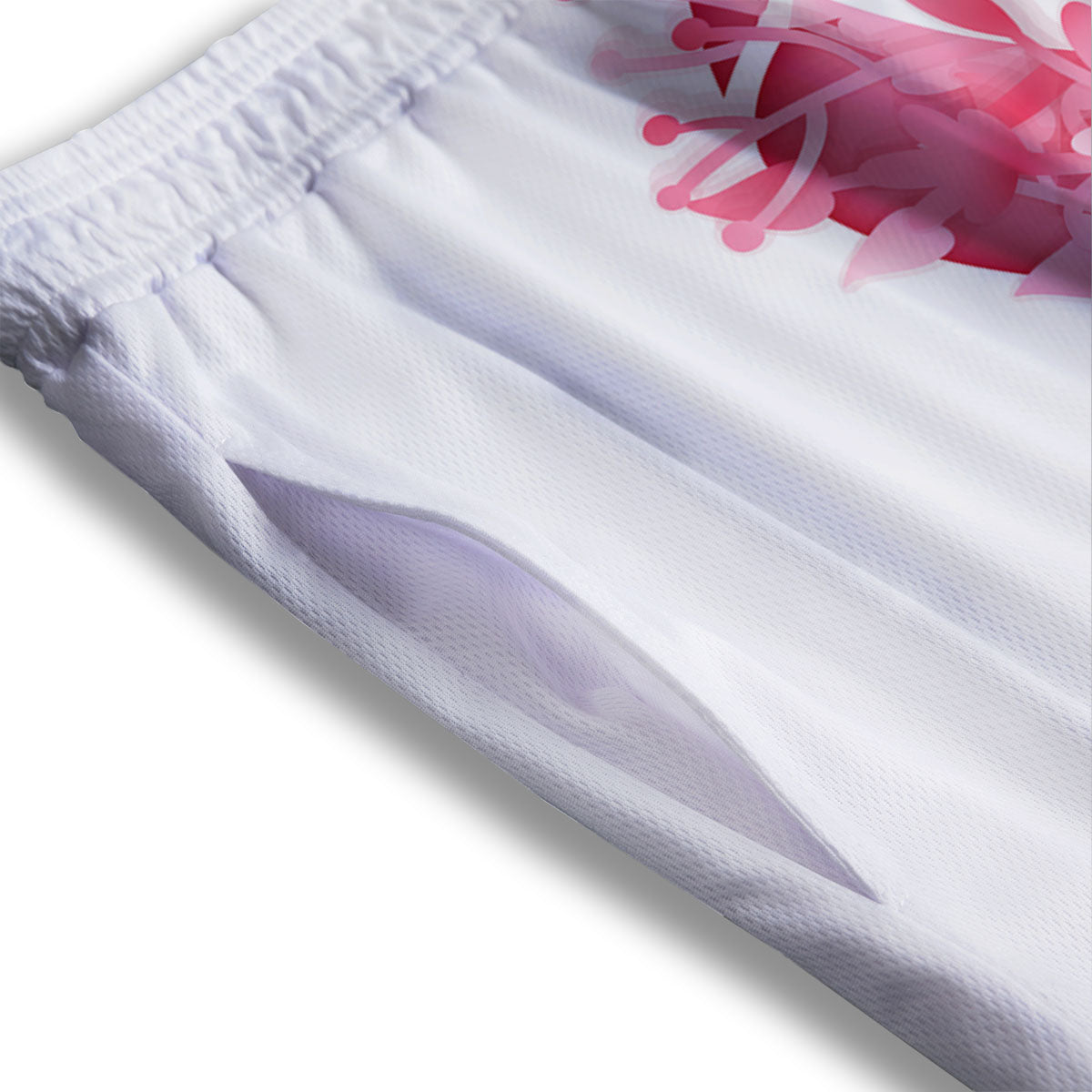 Ribbon Flower Pink Breast Cancer Print Mesh Shorts