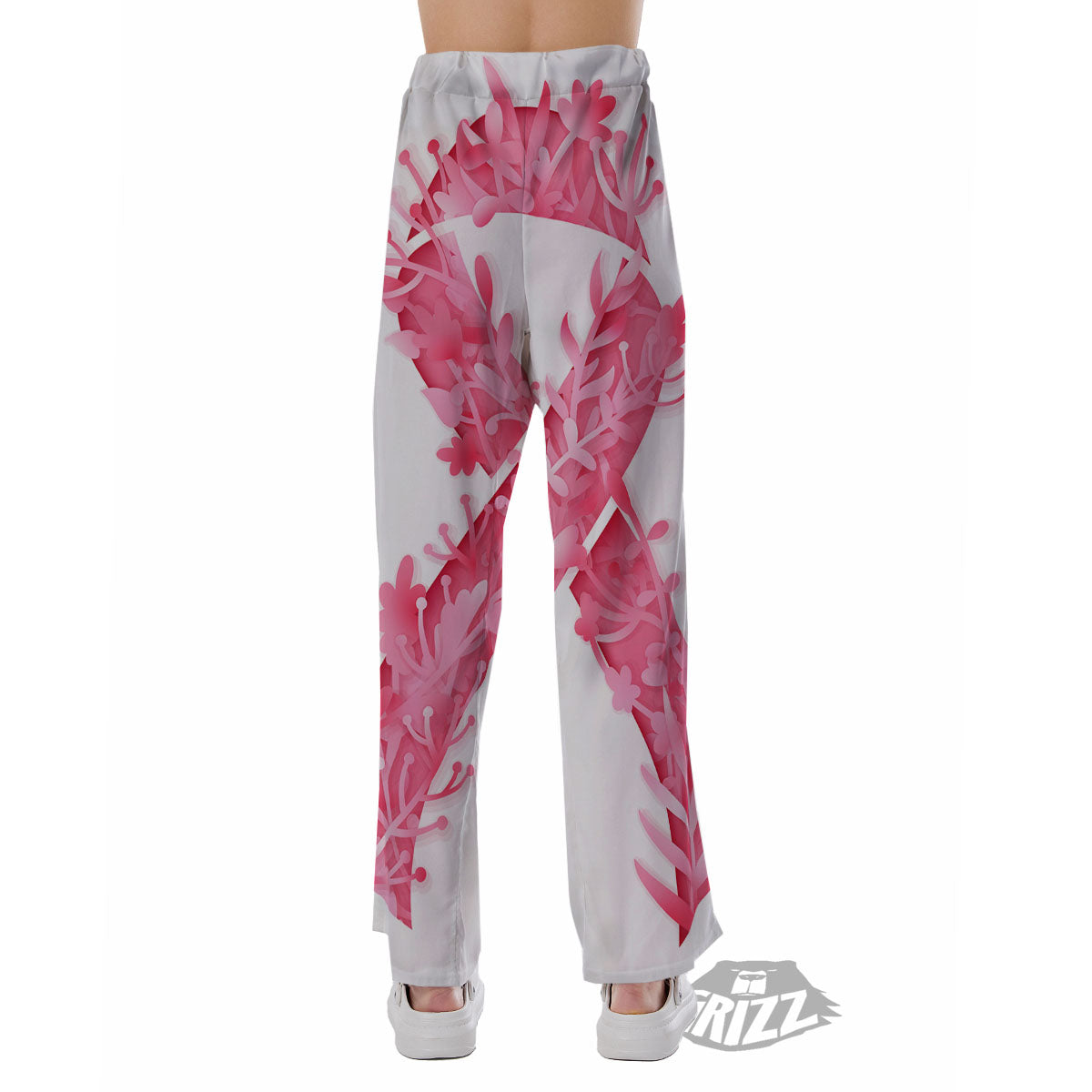 Ribbon Flower Pink Breast Cancer Print Pajama Pants-grizzshop