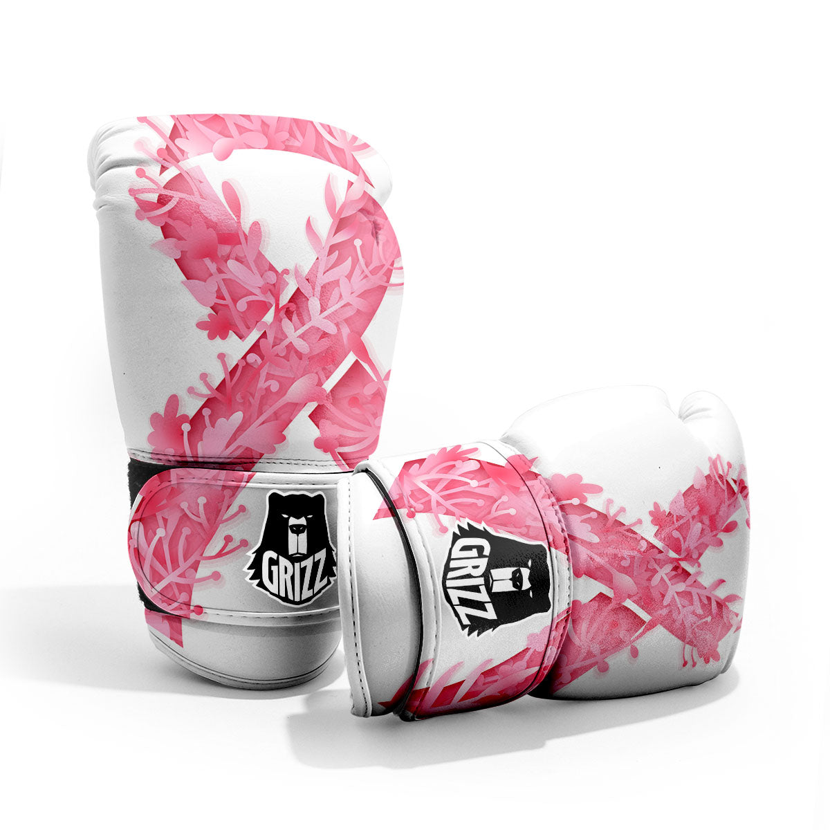 Ribbon Flower Pink Breast Cancer Print Sparring Gloves-grizzshop