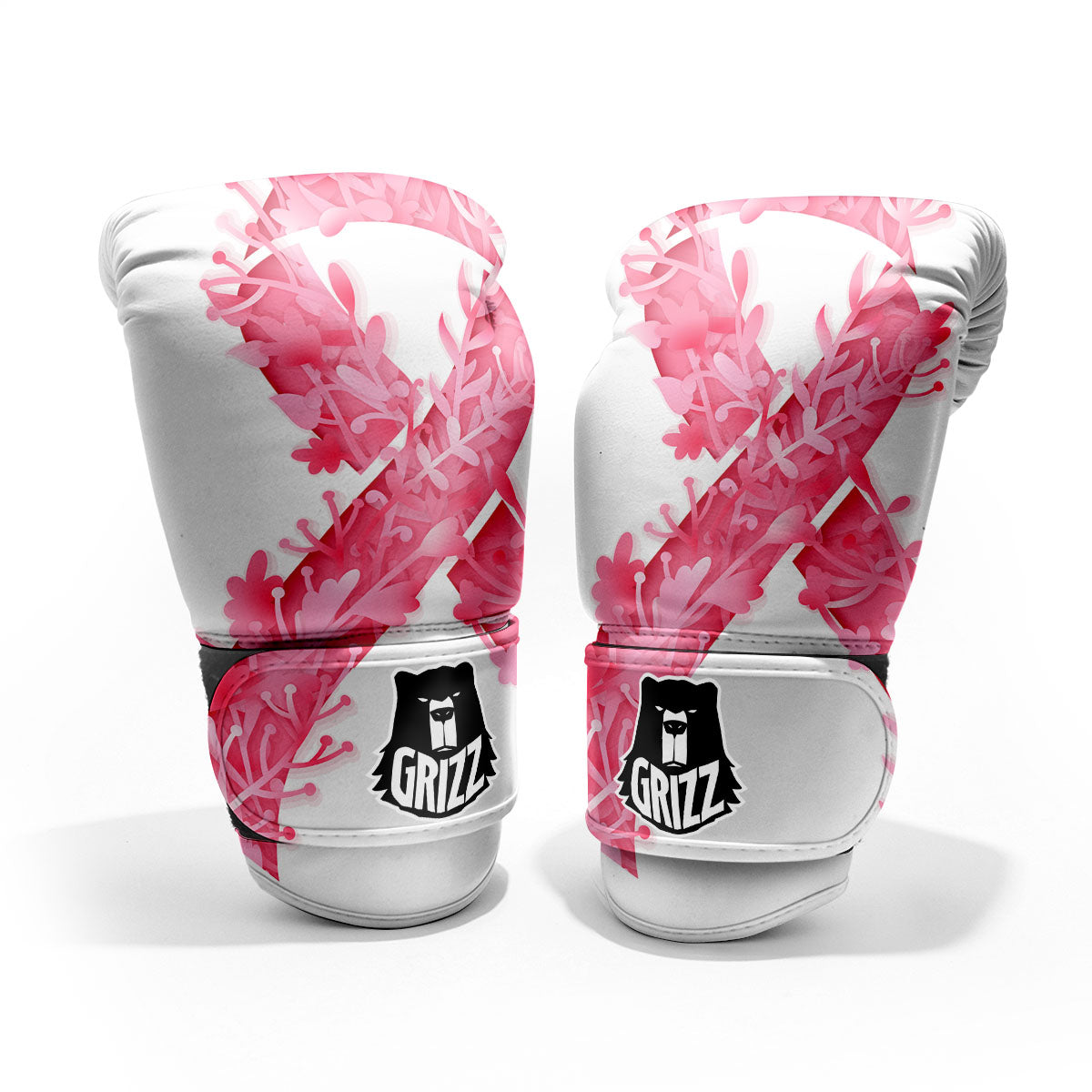 Ribbon Flower Pink Breast Cancer Print Sparring Gloves-grizzshop