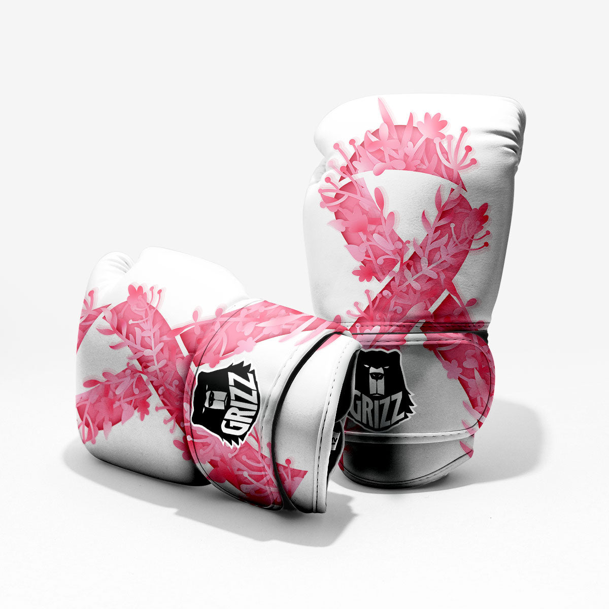 Ribbon Flower Pink Breast Cancer Print Sparring Gloves-grizzshop