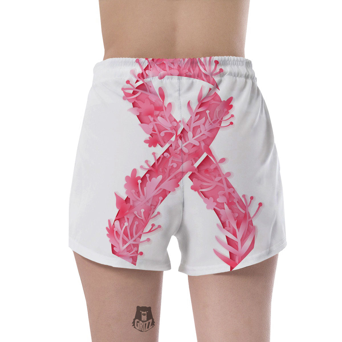 Ribbon Flower Pink Breast Cancer Print Women's Shorts-grizzshop