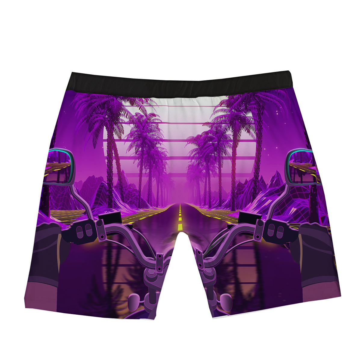 Riding Motorcycle Retro Purple Print Boxer Briefs-grizzshop