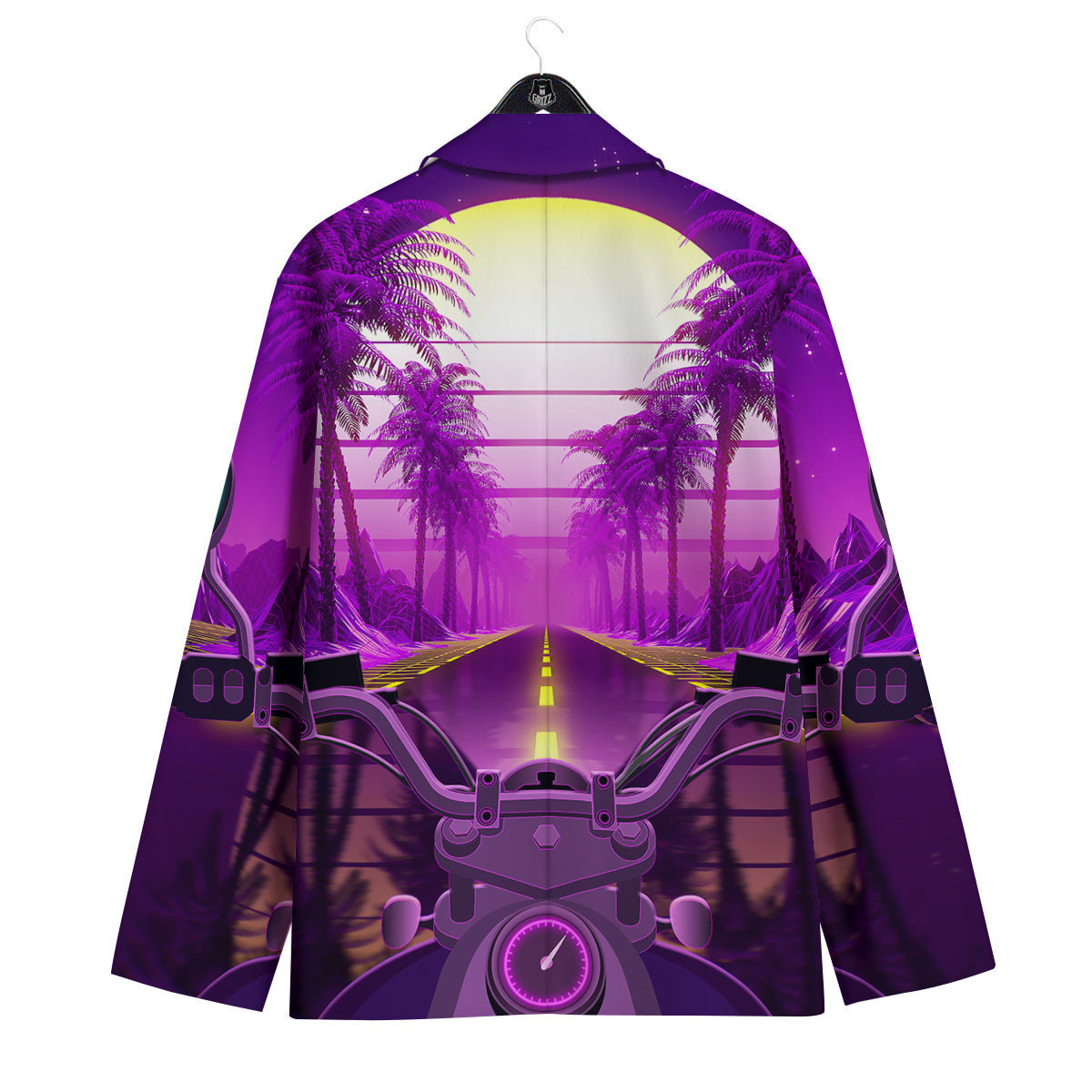 Riding Motorcycle Retro Purple Print Men's Sport Coat-grizzshop