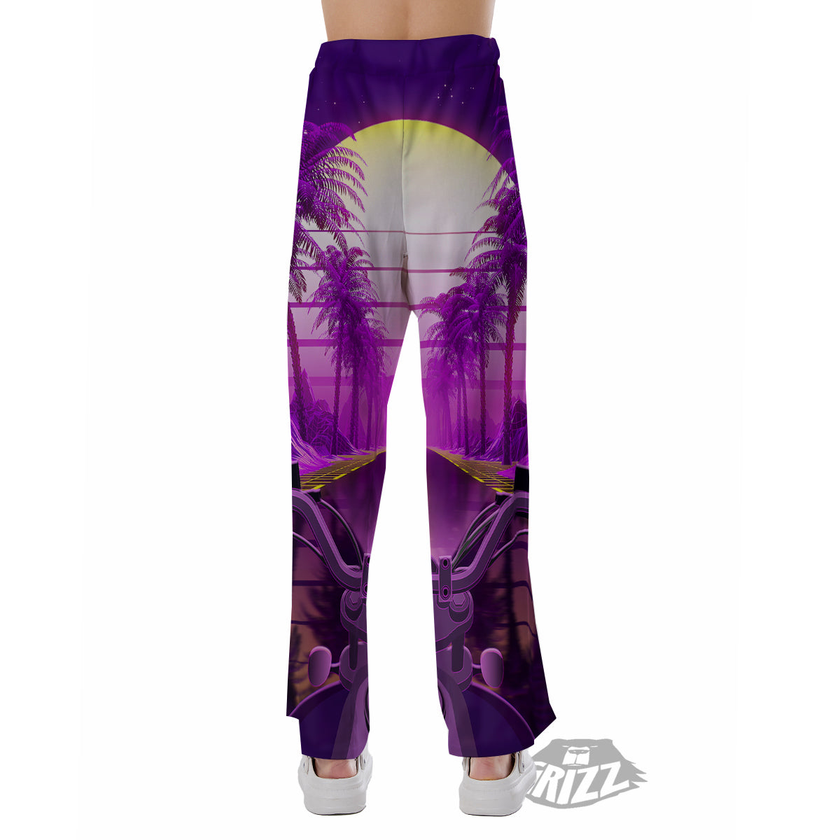 Riding Motorcycle Retro Purple Print Pajama Pants-grizzshop