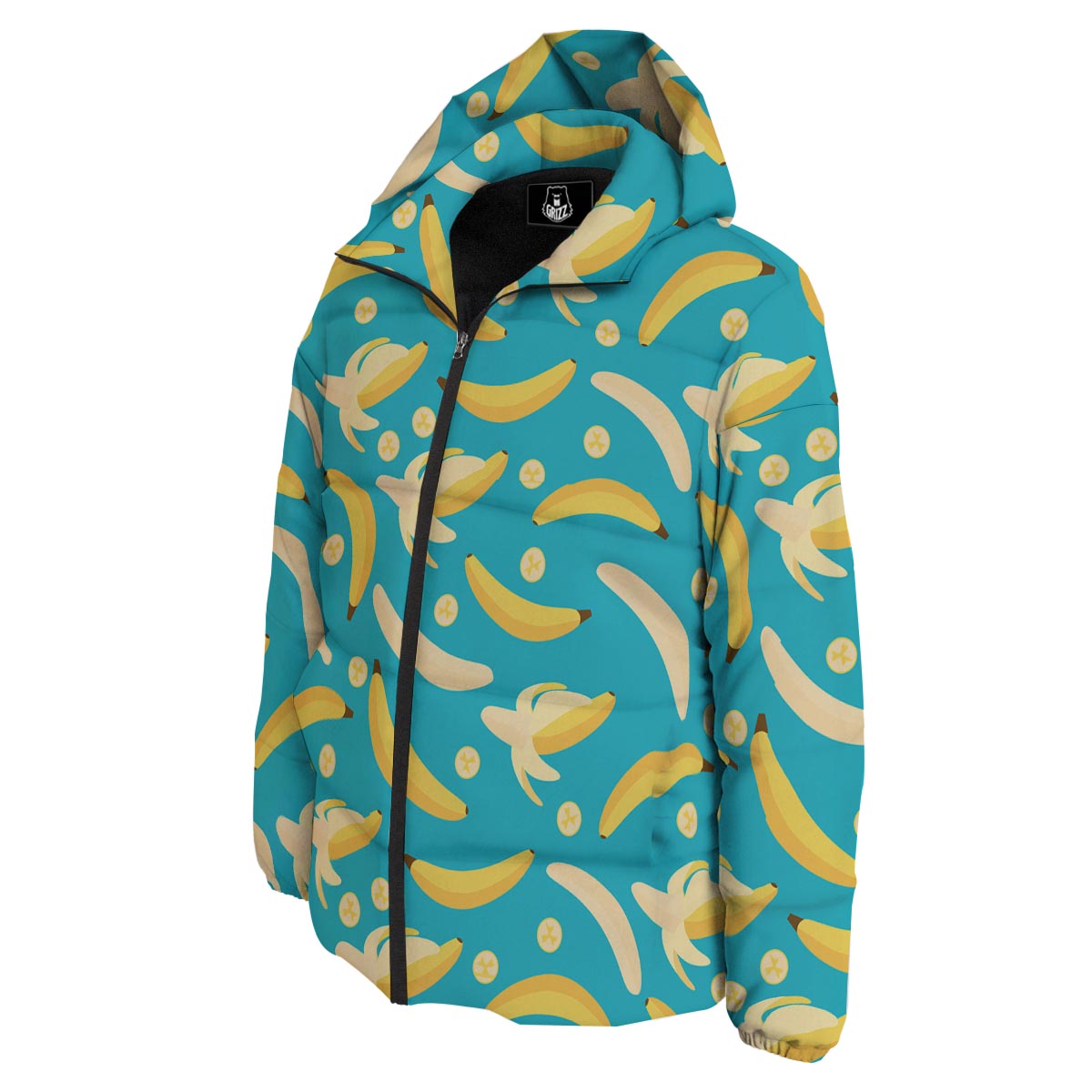 Ripe Banana Print Pattern Down Jacket-grizzshop