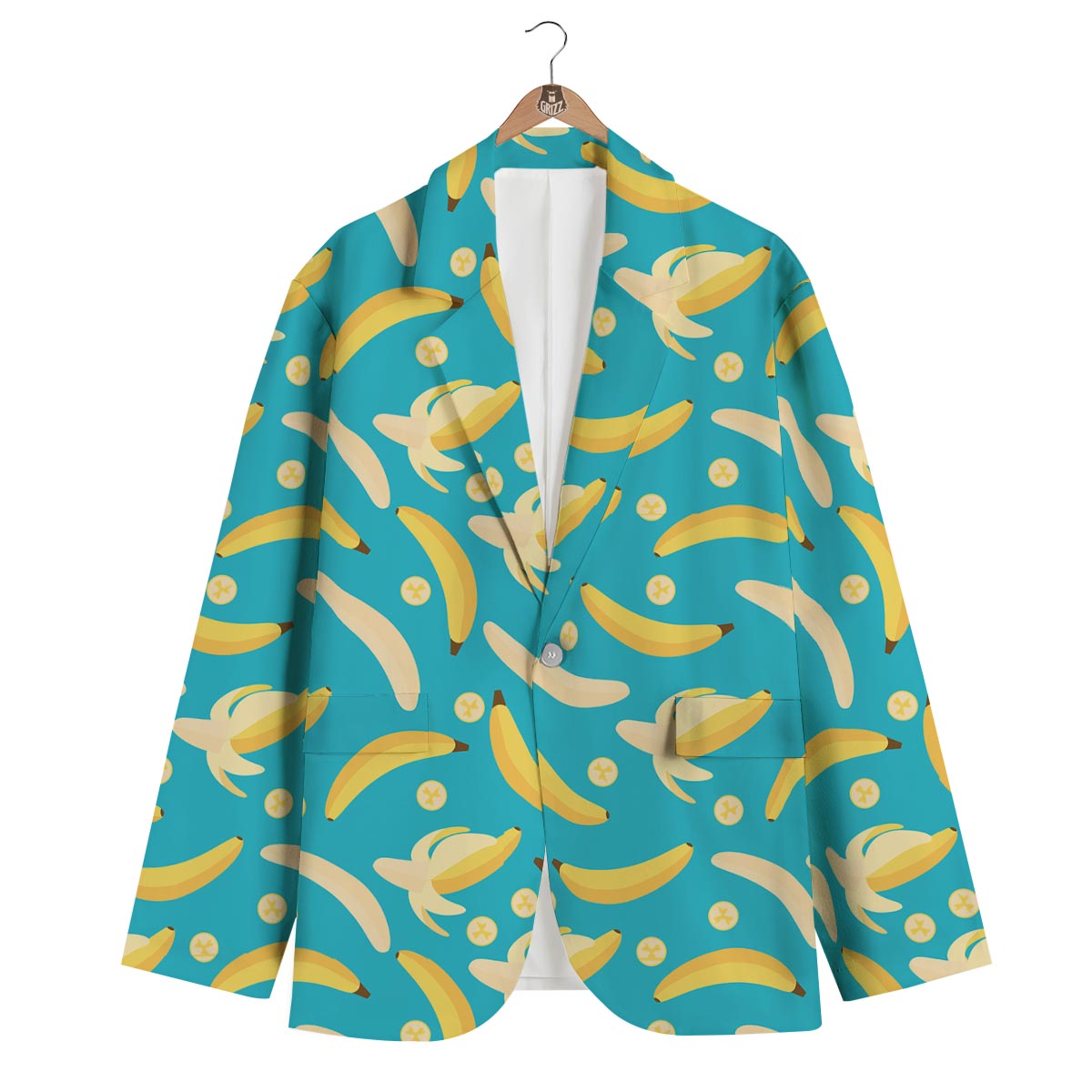 Ripe Banana Print Pattern Men's Blazer-grizzshop