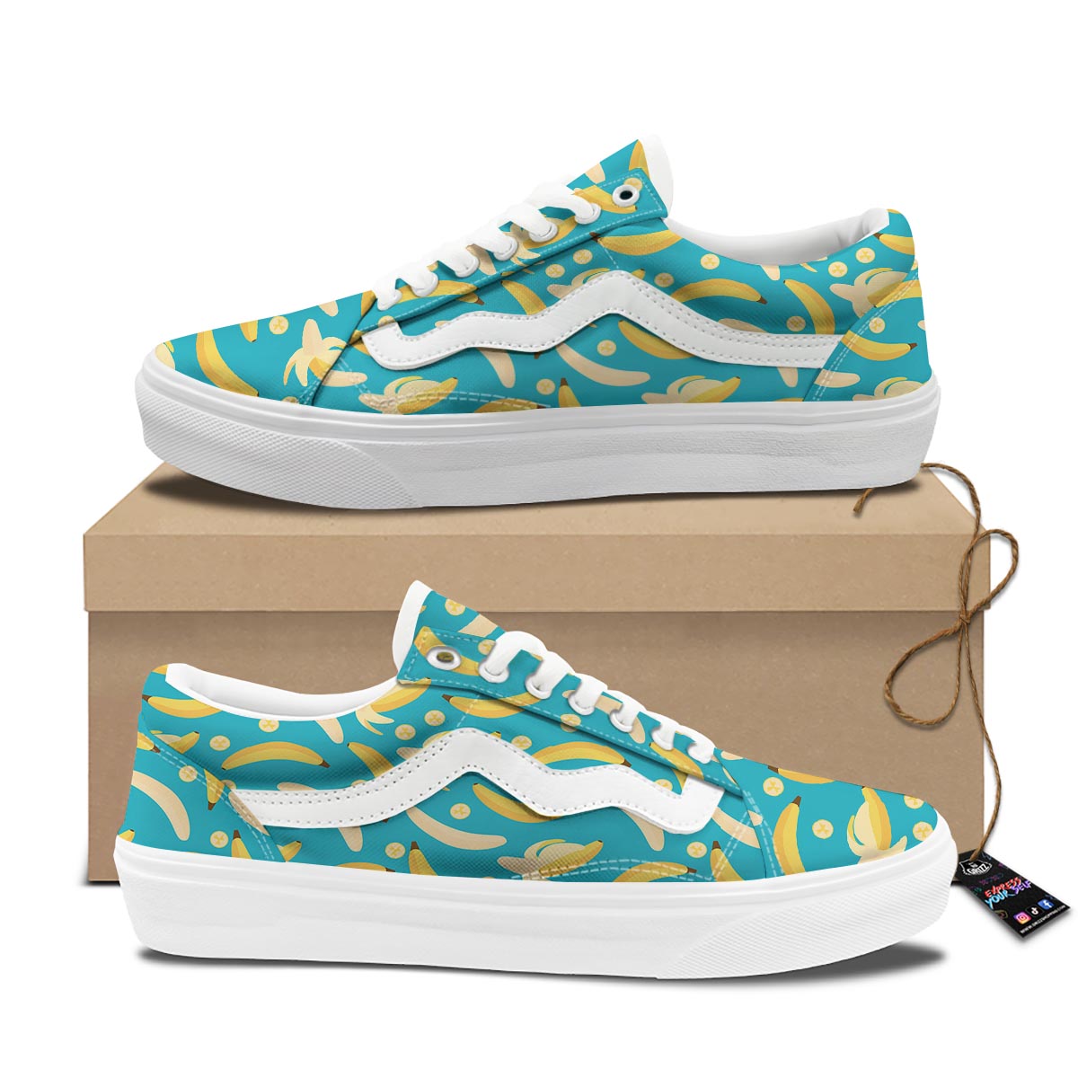 Ripe Banana Print Pattern Skate Shoes-grizzshop