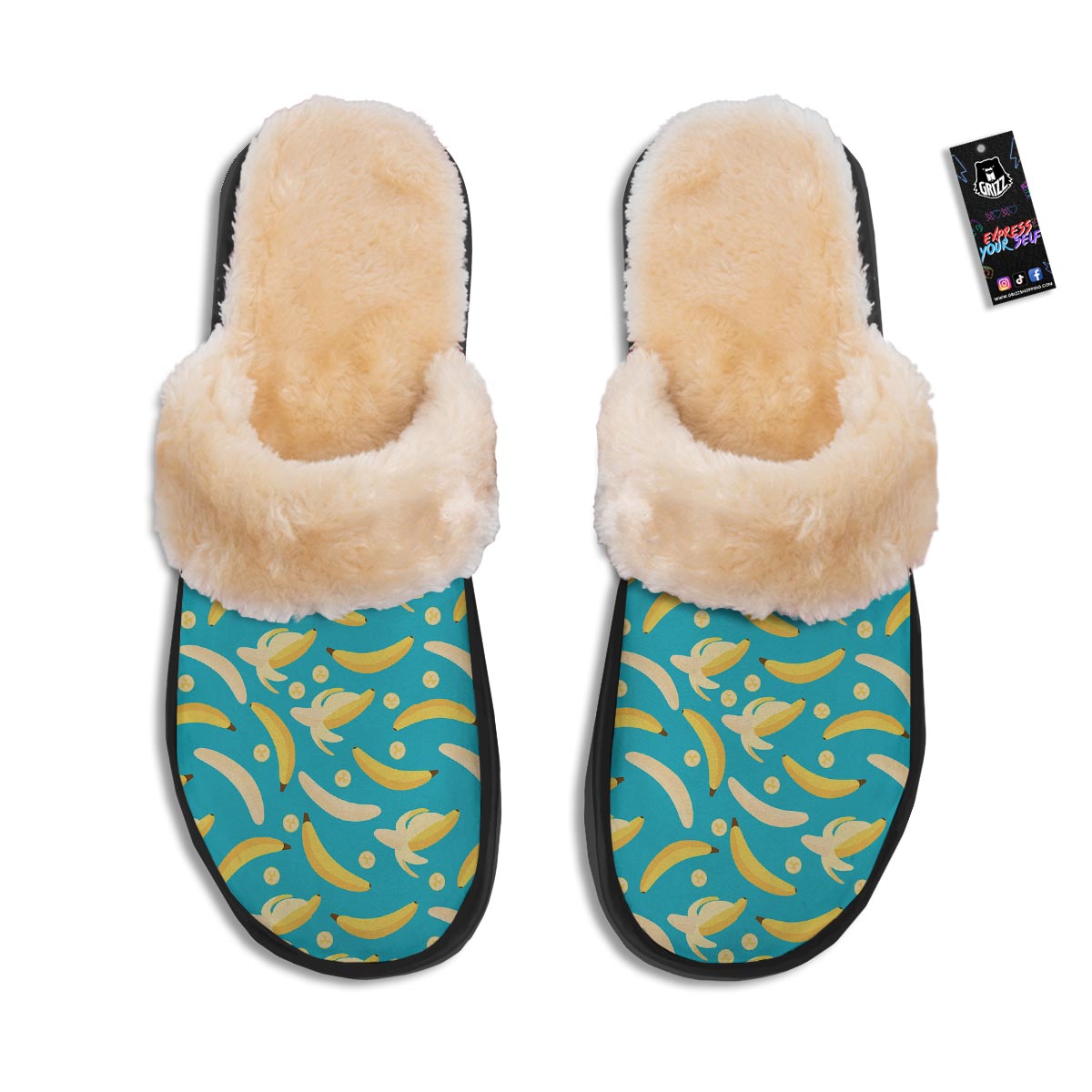 Ripe Banana Print Pattern Slippers-grizzshop