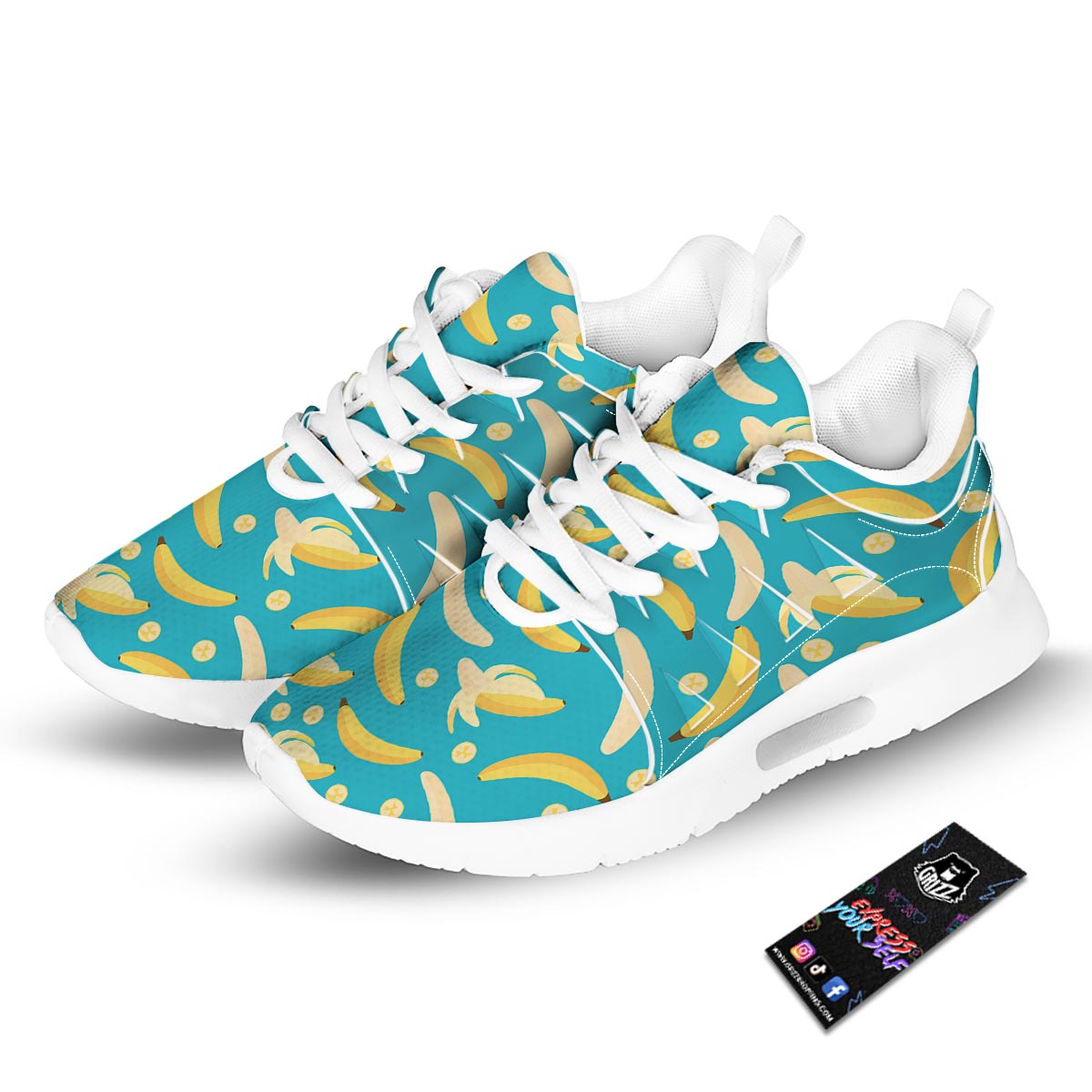 Ripe Banana Print Pattern Tennis Shoes-grizzshop