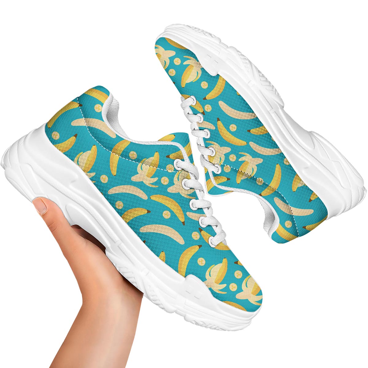 Ripe Banana Print Pattern White Chunky Shoes-grizzshop