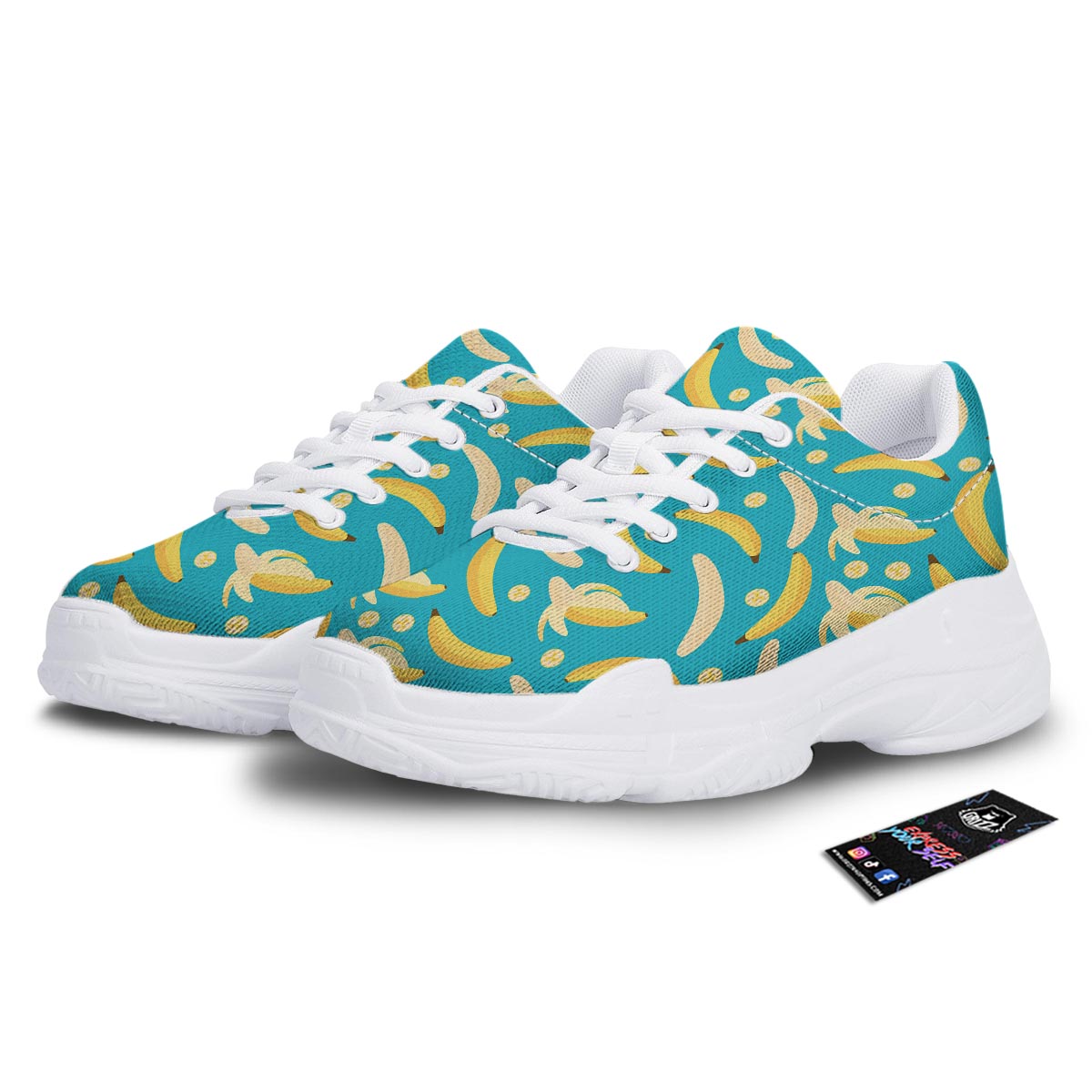Ripe Banana Print Pattern White Chunky Shoes-grizzshop