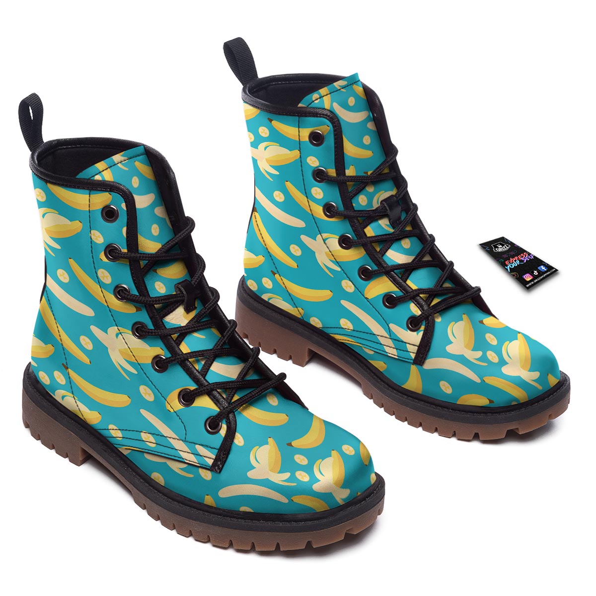 Ripe Banana Print Pattern Work Boots-grizzshop