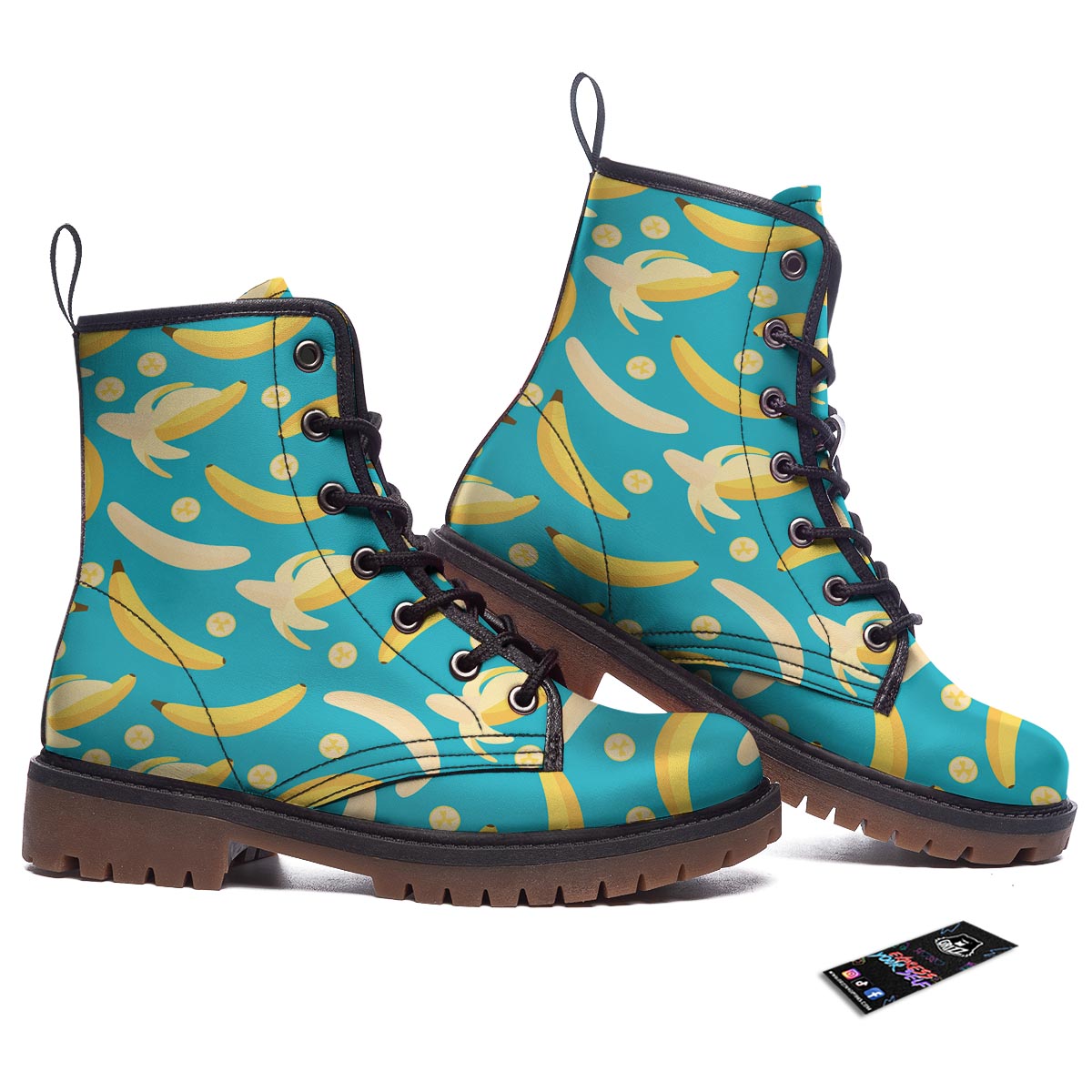 Ripe Banana Print Pattern Work Boots-grizzshop