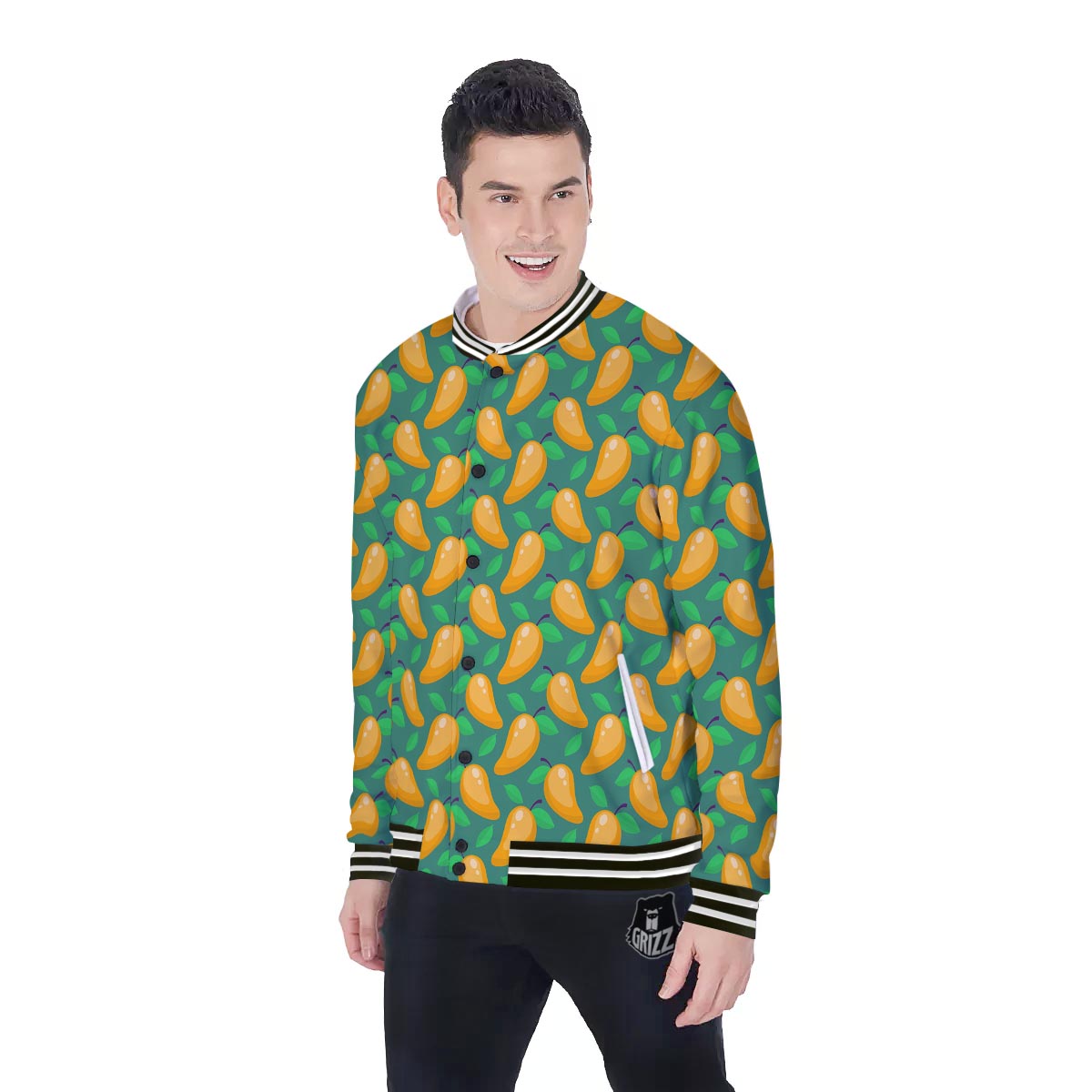 Ripe Mango Fruit Print Pattern Baseball Jacket-grizzshop