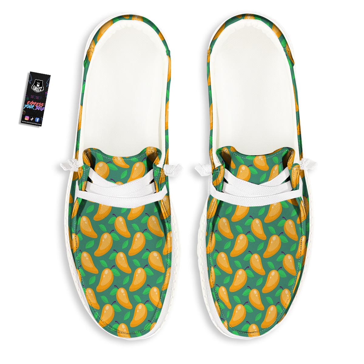 Ripe Mango Fruit Print Pattern Black Loafers-grizzshop