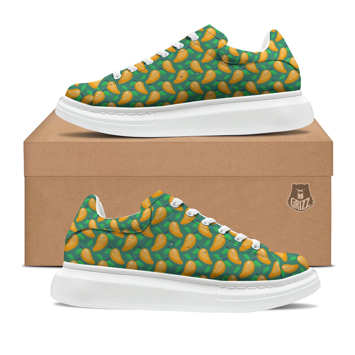 Ripe Mango Fruit Print Pattern Platform Shoes-grizzshop