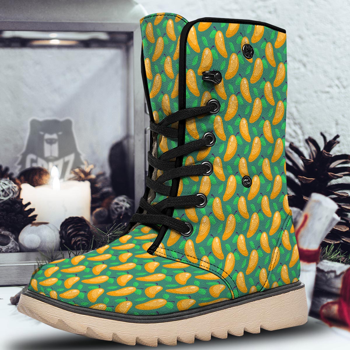 Ripe Mango Fruit Print Pattern Snow Boots-grizzshop