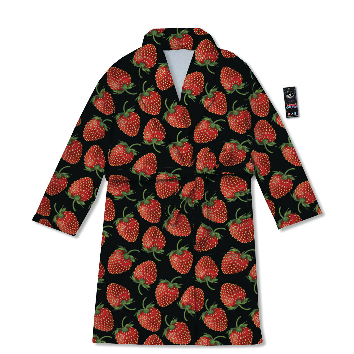 Ripe Strawberries Print Pattern Bathrobe-grizzshop