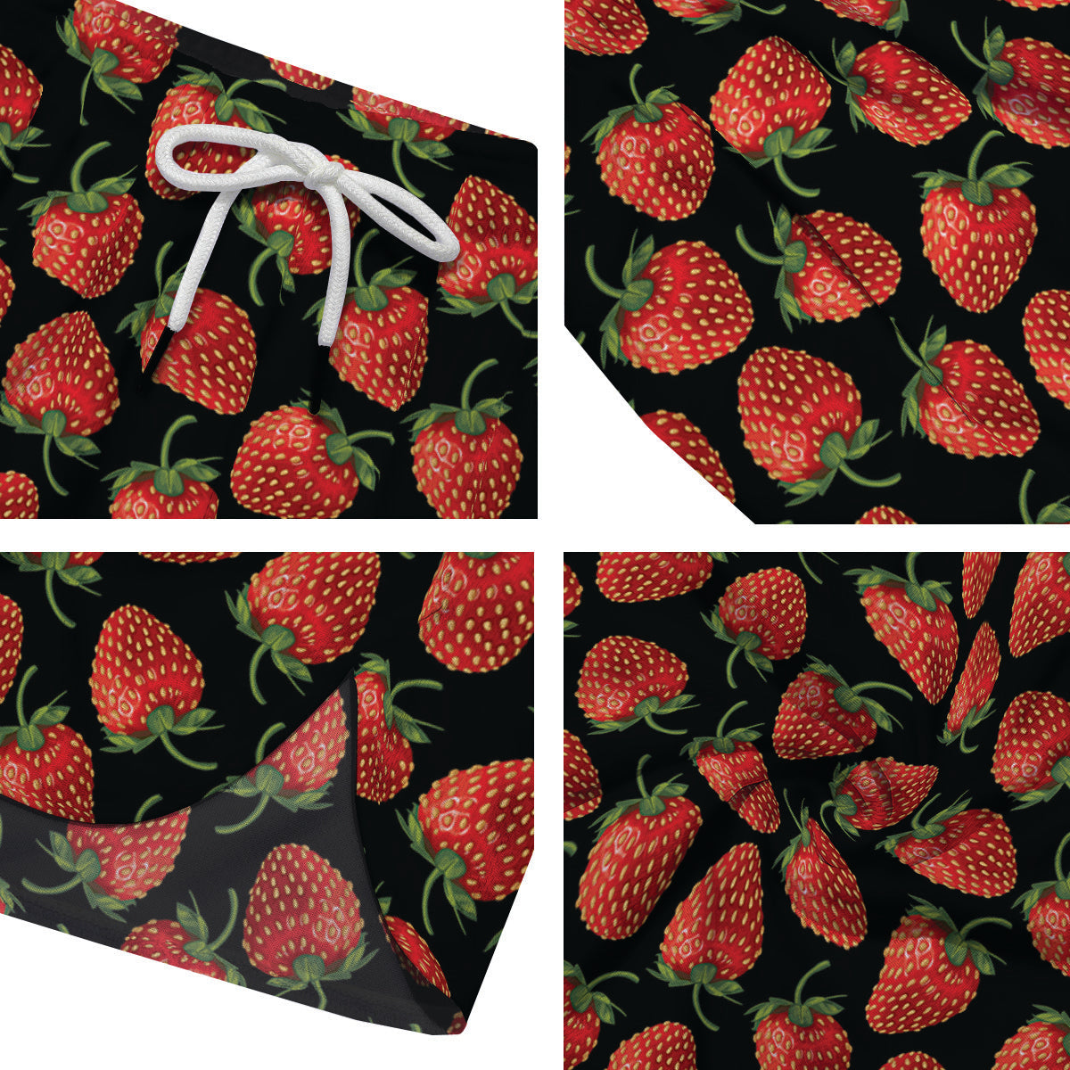 Ripe Strawberries Print Pattern Men's Running Shorts-grizzshop