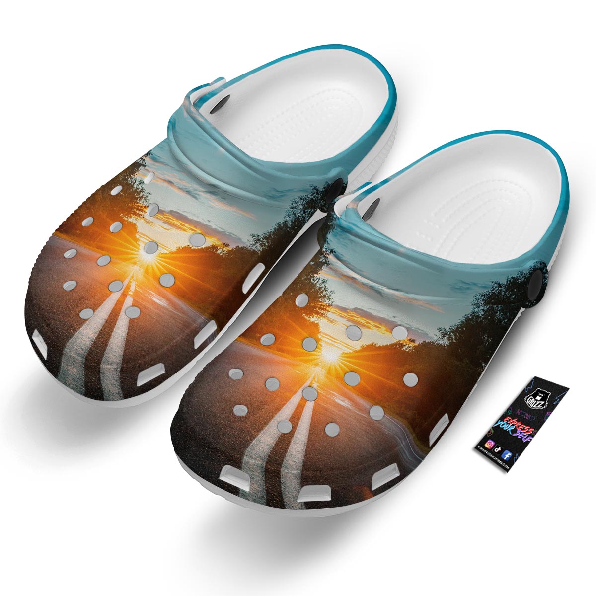 Road Sunrise Print Clog-grizzshop