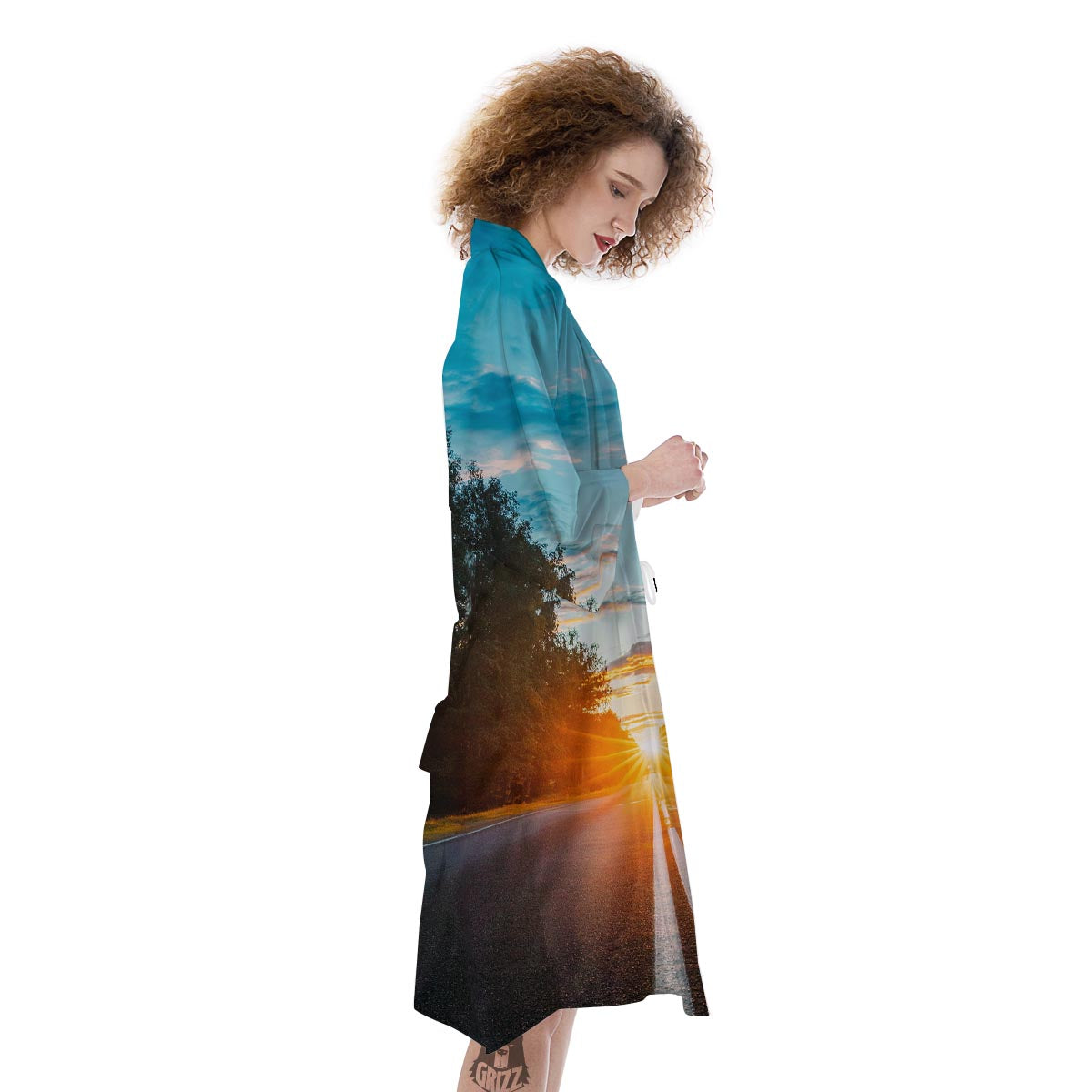 Road Sunrise Print Kimono-grizzshop