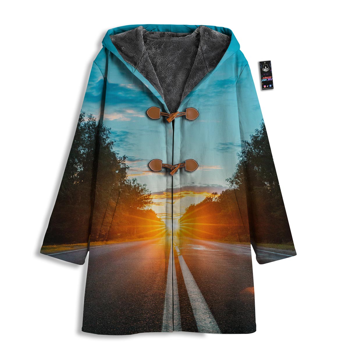 Road Sunrise Print Men's Windbreaker Jacket-grizzshop