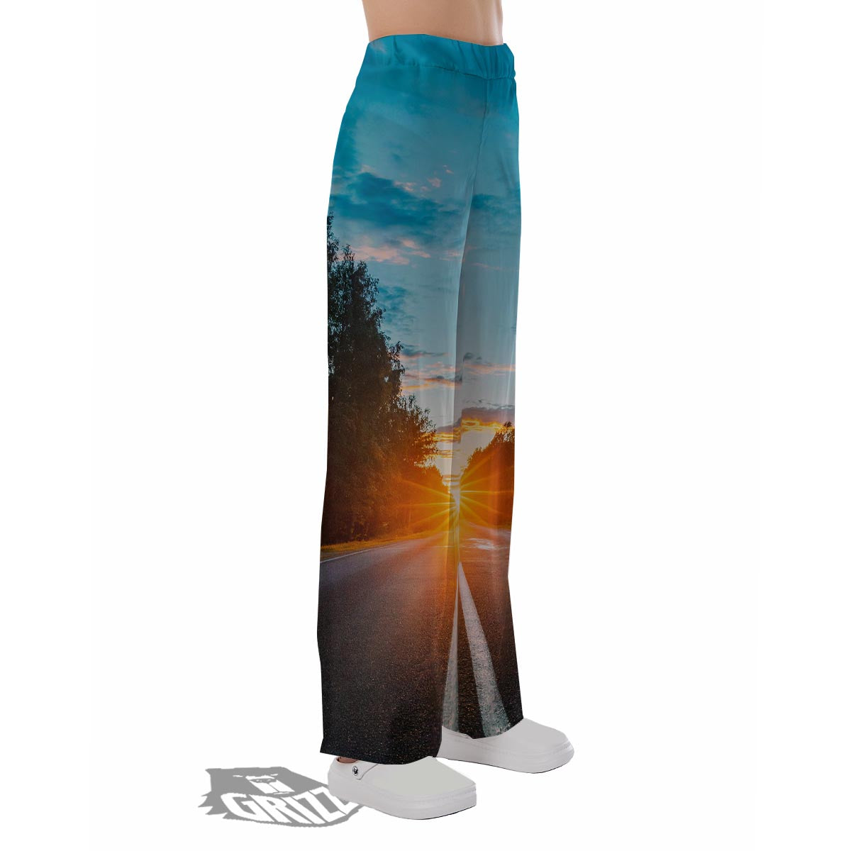 Road Sunrise Print Pajama Pants-grizzshop