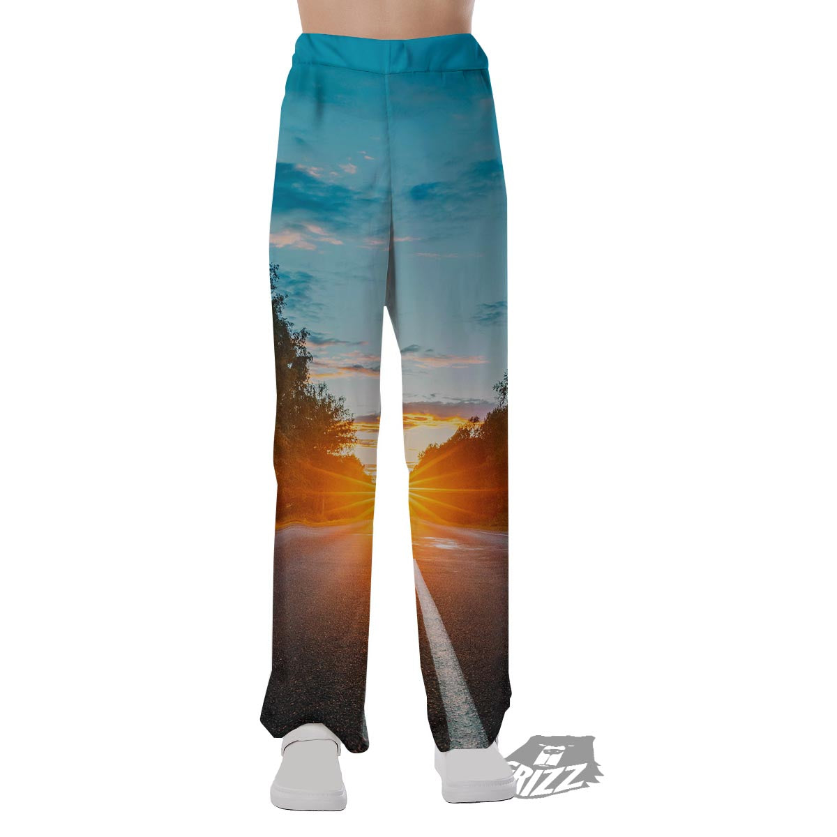 Road Sunrise Print Pajama Pants-grizzshop