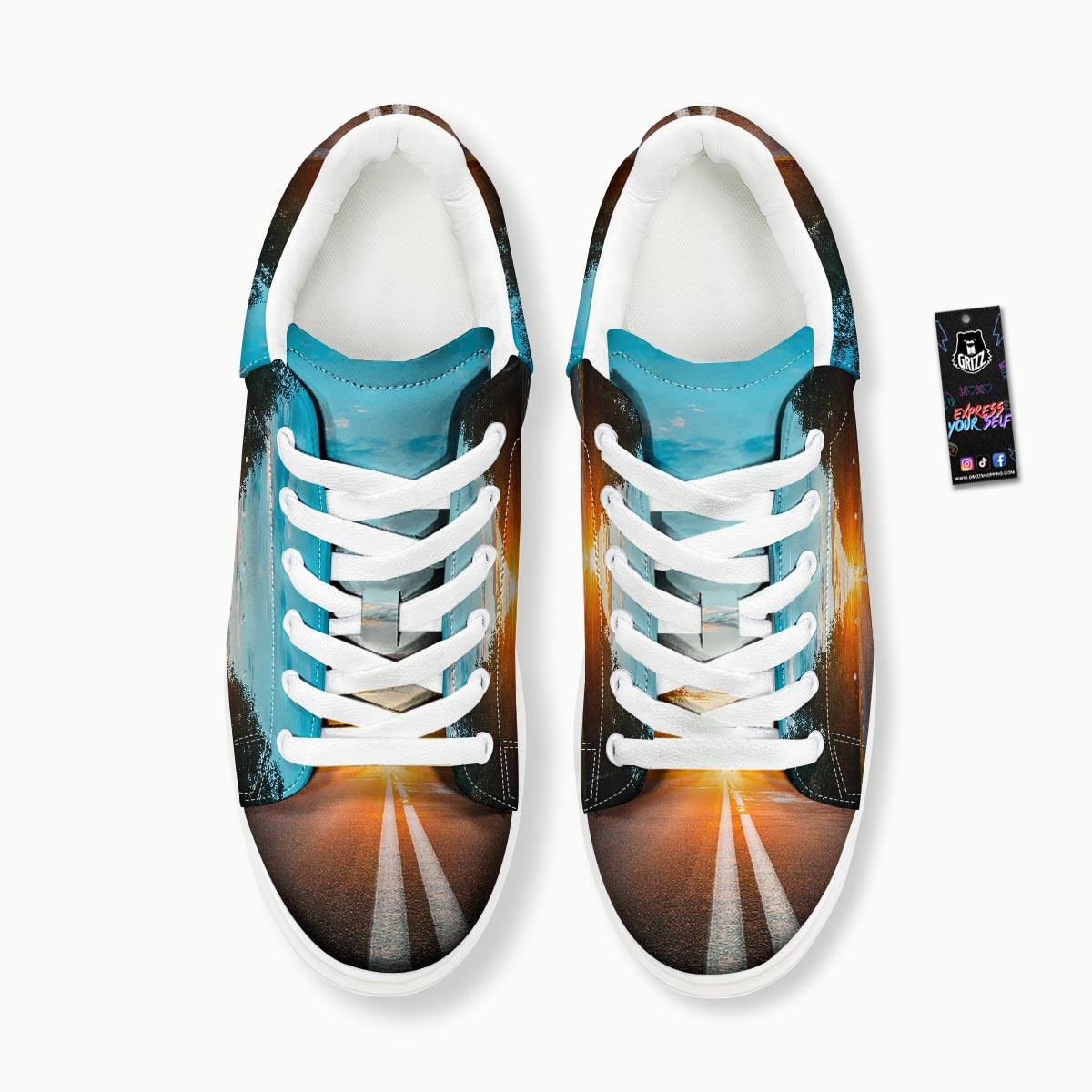 Road Sunrise Print Platform Shoes-grizzshop